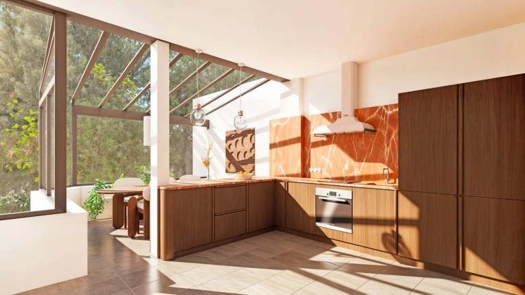 Contemporary, Kitchen, Chic, 3D ambiance