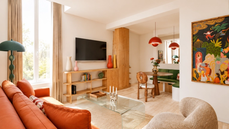 Flats / Apartments, Vintage, Maximalist, Full Project, Creation of exclusive furniture, 3D ambiance, Renovation