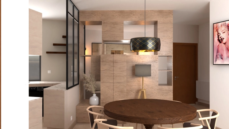 Industrial, Minimalist, Contemporary, Chic, Living room, Full Project, Creation of exclusive furniture, 3D ambiance, Plan