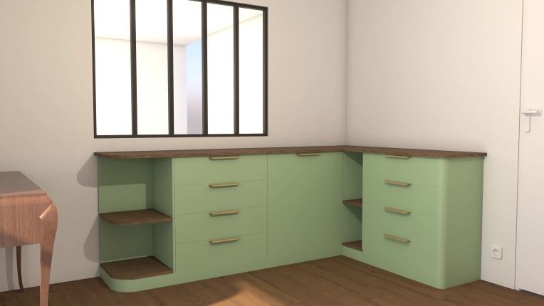 Contemporary, Scandinavian, Office, Consultation Visit, Full Project, Creation of exclusive furniture, 3D ambiance, Plan