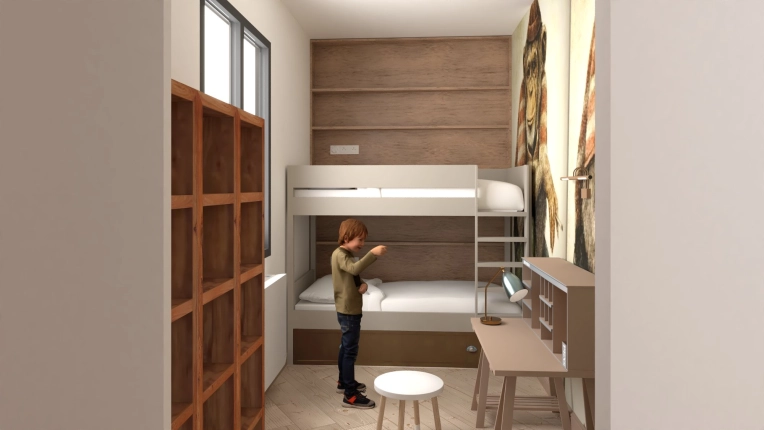 Minimalist, Contemporary, Scandinavian, Room, Nature, Full Project, Creation of exclusive furniture, 3D ambiance, Plan