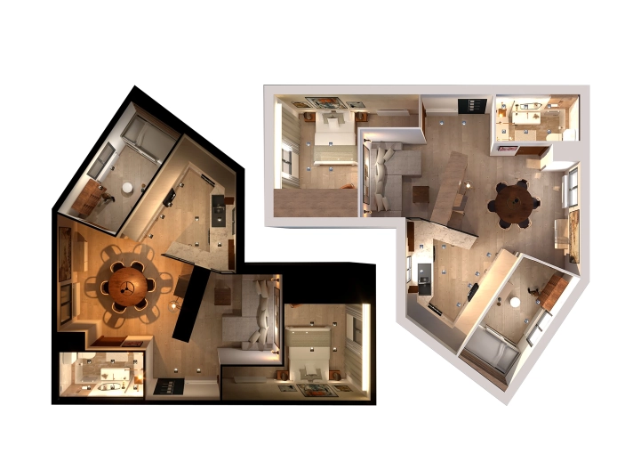 Contemporary, Living room, Full Project, Home Staging, 3D ambiance, Plan