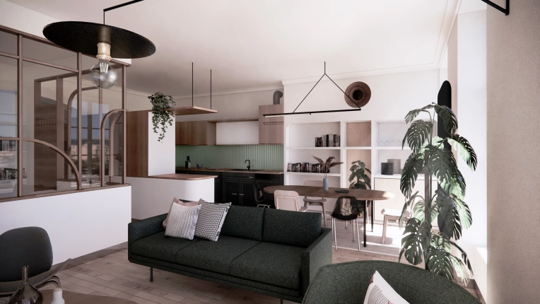 Contemporary, Scandinavian, Flats / Apartments, 3D ambiance