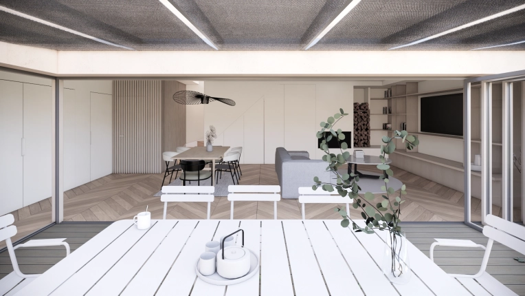 Minimalist, Contemporary, Chic, Dining room, 3D ambiance