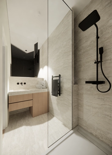 Contemporary, Bathroom, Chic, Nature, 3D ambiance