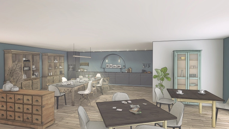 Restaurant, Vintage, Chic, 3D ambiance