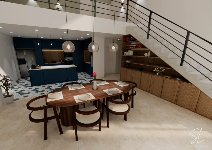 Dining room, Full Project, Shopping list, 3D ambiance