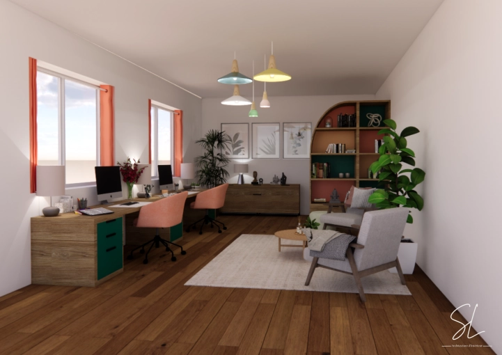 Office, Full Project, Shopping list, 3D ambiance, Plan