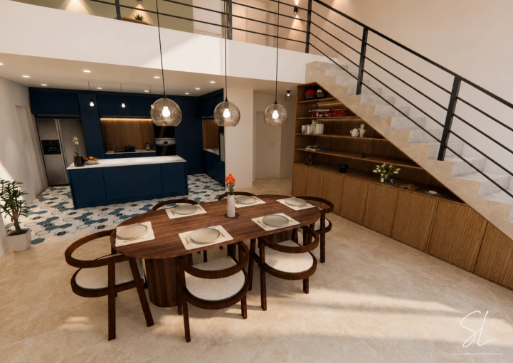 Contemporain, Chic, Salle à manger, Projet complet, Liste shopping, 3D d'ambiance
