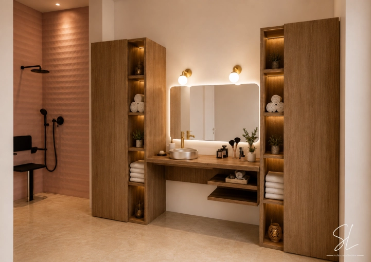 Contemporain, Salle de bain, Chic, 3D d'ambiance, Plan