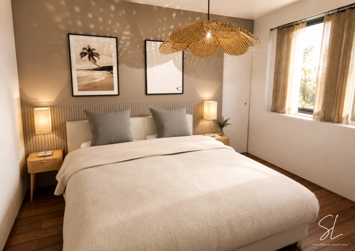 Minimaliste, Contemporain, Chambre, Chic, Liste shopping, 3D d'ambiance
