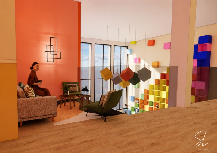 Bohème, Contemporain, Salon / séjour, Liste shopping, 3D d'ambiance, Plan