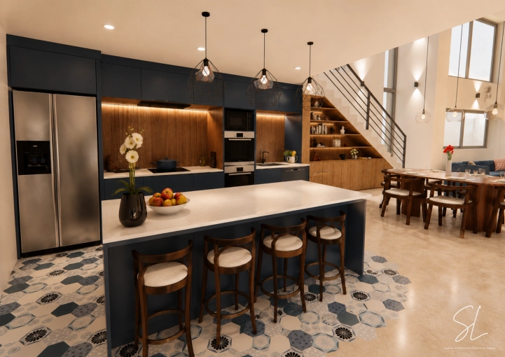Cuisine, Chic, Liste shopping, 3D d'ambiance, Plan