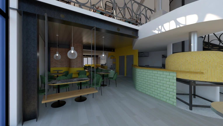 Industrial, Restaurant, Vintage, 3D ambiance