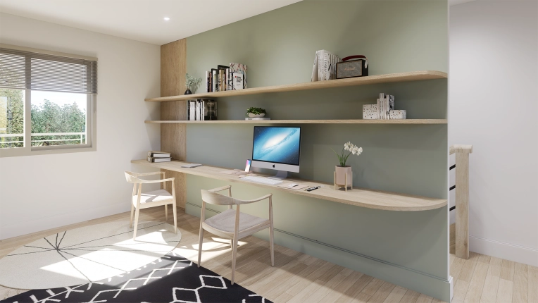 Minimalist, Contemporary, Chic, Nature, Office, Full Project, Creation of exclusive furniture, 3D ambiance, Plan