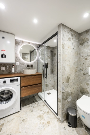 Contemporain, Salle de bain, Chic, Visite conseil, Projet complet, Plan