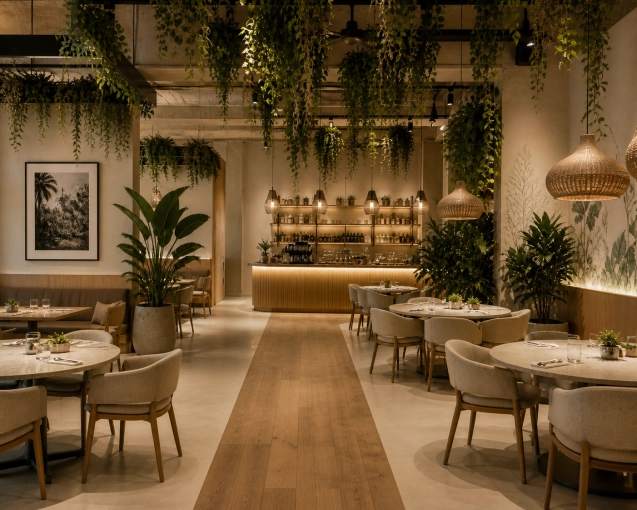 Restaurant, Nature, Maximaliste, Visite conseil, 3D d'ambiance, Plan
