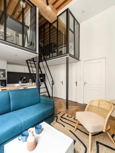 Industrial, Contemporary, Flats / Apartments, Vintage, Kitchen, Room, Chic, Living room, Office, Dining room, Consultation Visit, Full Project, Shopping list, 3D ambiance, Plan, Renovation