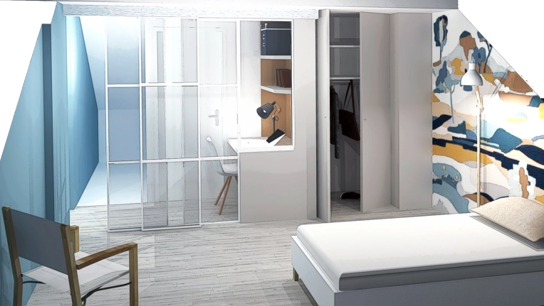 Contemporain, Chambre, Chic, Projet complet