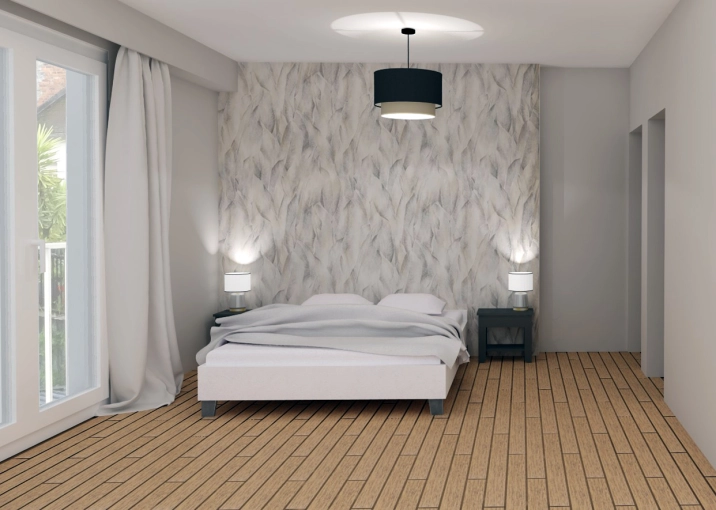 Scandinave, Chambre, Chic, Nature, Projet complet