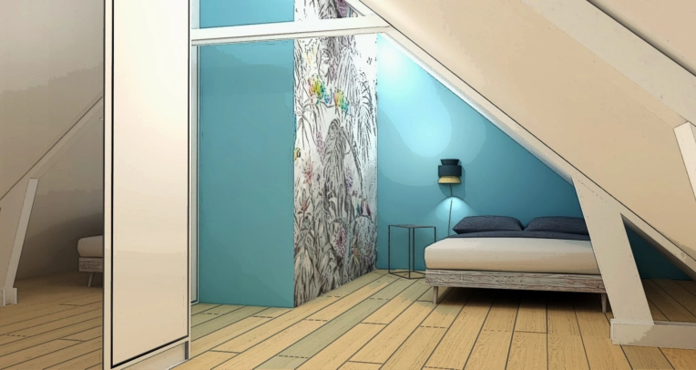 Chambre, Chic, Nature, Projet complet