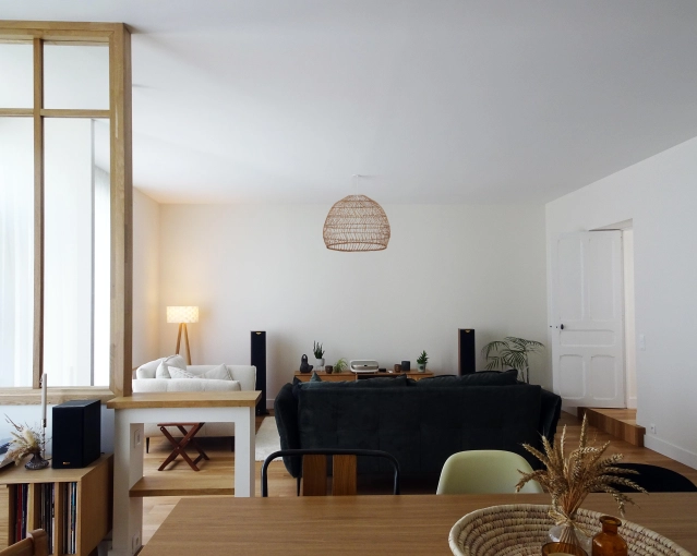 Bohème, Contemporain, Scandinave, Chic, Nature, Salon / séjour, Projet complet, Création de meubles, 3D d'ambiance, Plan