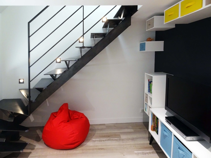 Industriel, Maison individuelle, Chic, Création de meubles, 3D d'ambiance, Plan