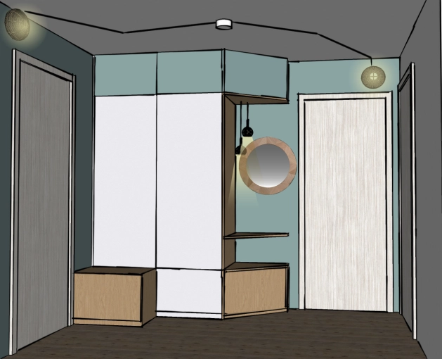 Contemporain, Scandinave, Chic, Dressing, Création de meubles, 3D d'ambiance, Plan