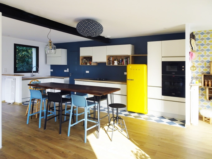 Bohème, Vintage, Cuisine, Chic, 3D d'ambiance, Plan