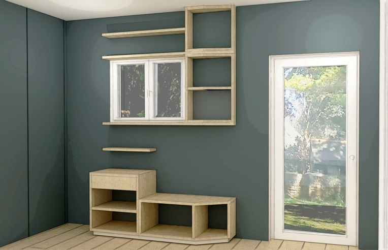 Scandinave, Chic, Dressing, Projet complet, Création de meubles, 3D d'ambiance, Plan