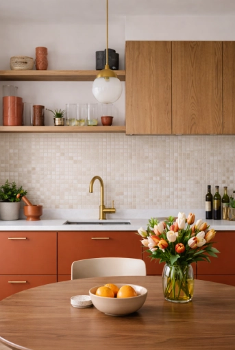 Contemporary, Vintage, Kitchen, Chic, Nature, 3D ambiance