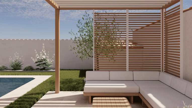 Minimalist, Contemporary, Outdoor/Garden, Nature, Shopping list, 3D ambiance, Plan