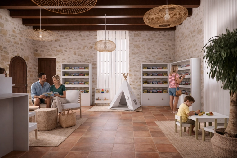 Rustic, Bohemian, Buildings Open to the Public, Vintage, Full Project, Shopping list, 3D ambiance, Plan