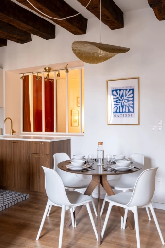 Contemporary, Vintage, Dining room, Full Project, Shopping list, 3D ambiance, Plan