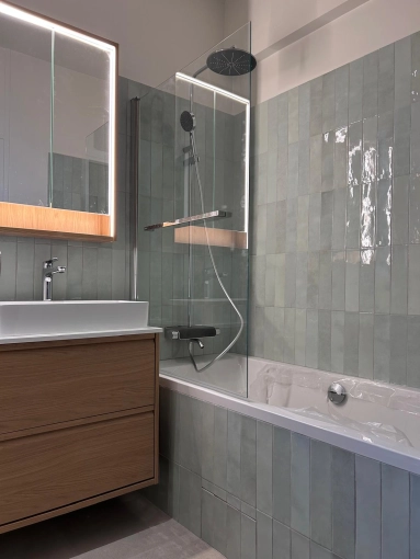 Bohemian, Contemporary, Scandinavian, Bathroom, Chic, Nature, Full Project, Creation of exclusive furniture, Shopping list, 3D ambiance, Plan