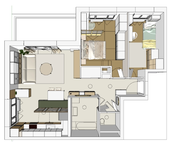 Flats / Apartments, Feng Shui, Full Project, Creation of exclusive furniture, 3D ambiance, Plan, Renovation