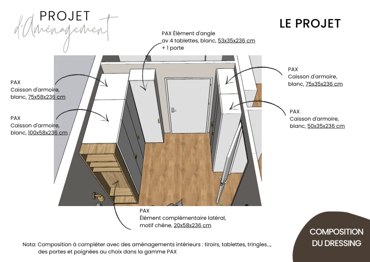 Feng Shui, Dressing, Full Project, Creation of exclusive furniture, 3D ambiance