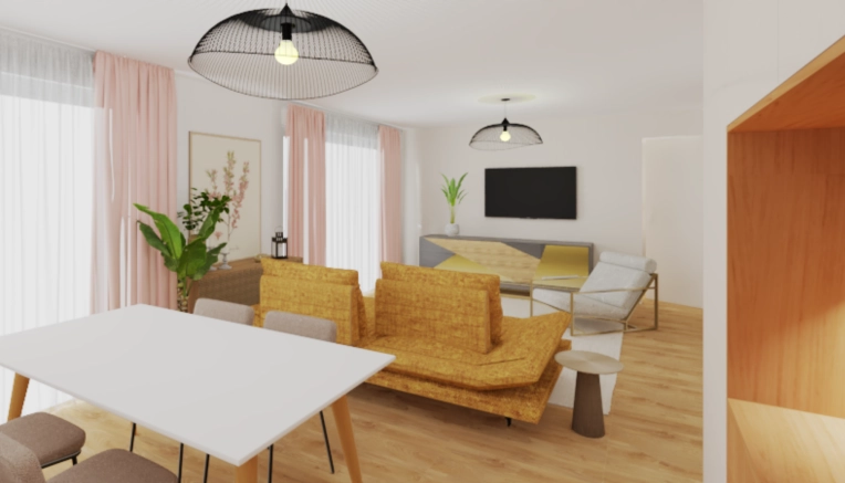 Living room, Full Project, Home Staging, 3D ambiance, Renovation