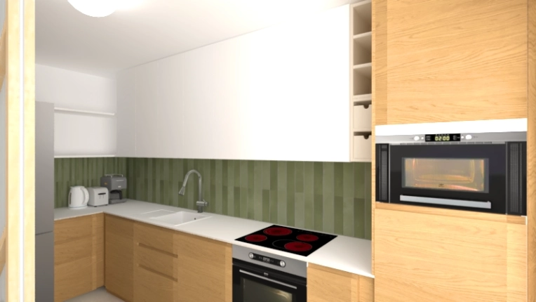 Kitchen, Feng Shui, Full Project, 3D ambiance, Plan