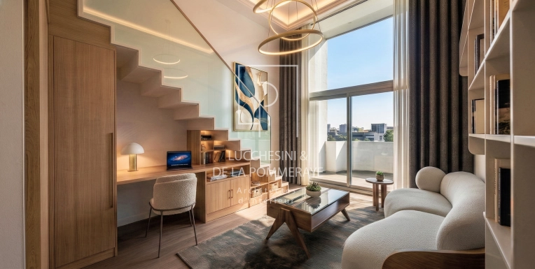 Contemporary, Chic, Office, Home Staging, Creation of exclusive furniture, Shopping list, 3D ambiance, Plan