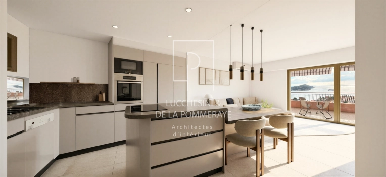 Minimalist, Contemporary, Kitchen, Full Project, Home Staging, 3D ambiance, Plan