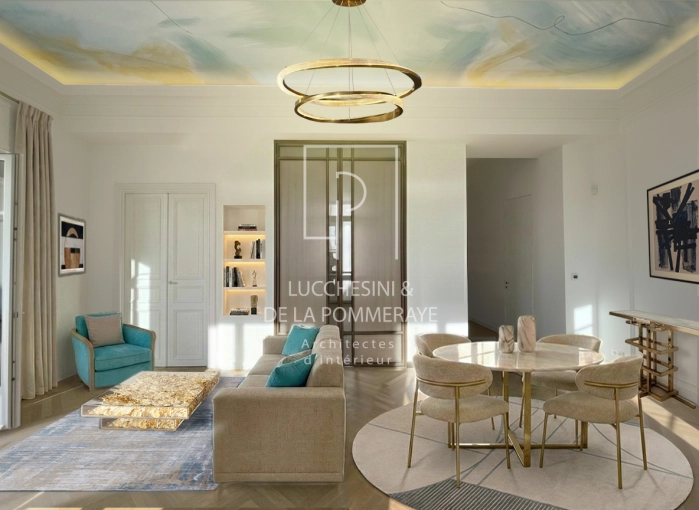 Contemporary, Chic, Living room, Consultation Visit, Full Project, Home Staging, 3D ambiance, Plan