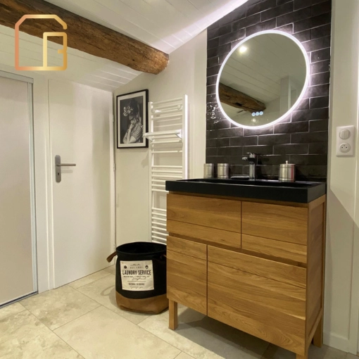 Contemporary, Bathroom, Chic, Full Project, Shopping list, 3D ambiance, Plan