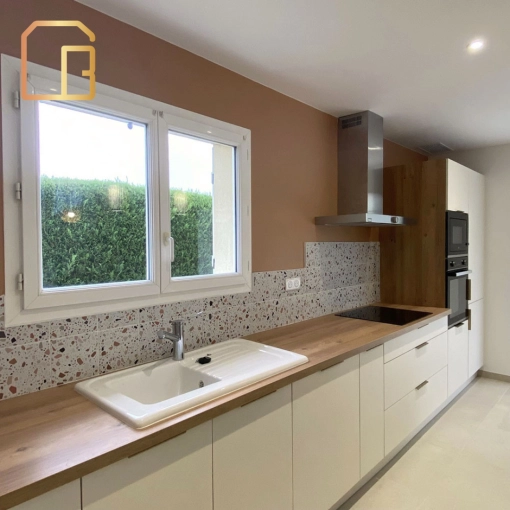 Contemporary, Kitchen, Full Project, Shopping list, 3D ambiance, Plan