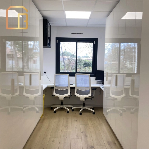 Minimalist, Contemporary, Office, Full Project, Creation of exclusive furniture, Shopping list, 3D ambiance, Plan