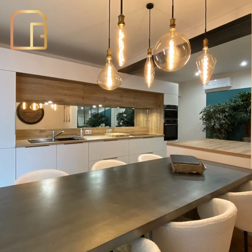 Chic, Dining room, Full Project, Shopping list, 3D ambiance, Plan