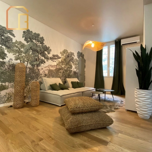 Bohemian, Nature, Living room, Full Project, Shopping list, 3D ambiance, Plan