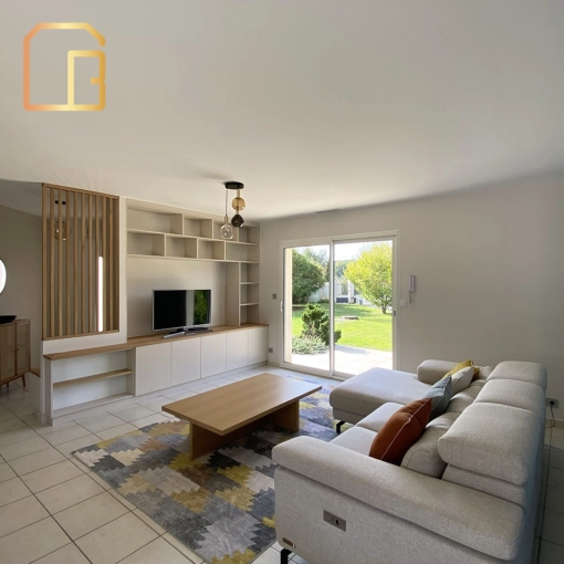 Contemporary, Living room, Full Project, Creation of exclusive furniture, Shopping list, 3D ambiance, Plan