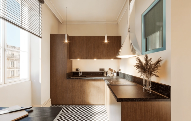 Contemporary, Kitchen, Full Project, Creation of exclusive furniture, Shopping list, Plan