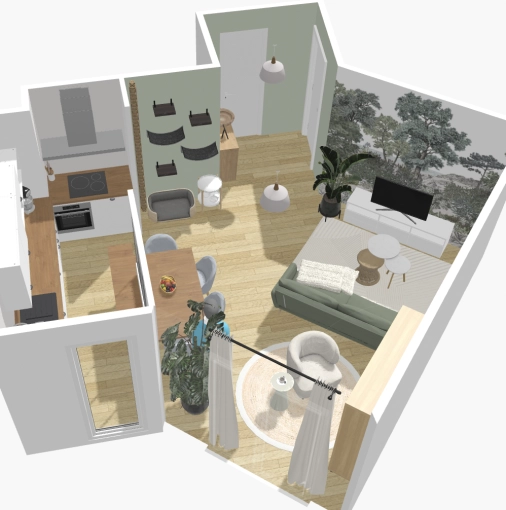 Maison individuelle, Scandinave, Projet complet, 3D d'ambiance